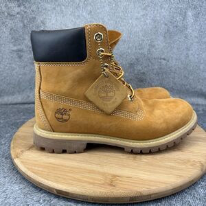 Timberland Boots Womens Size 7 Beige Nubuck Waterproof Lace Up Ankle Work 10361